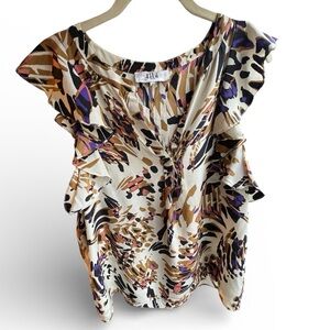 Tibi Silk Flutter Sleeve Blouse